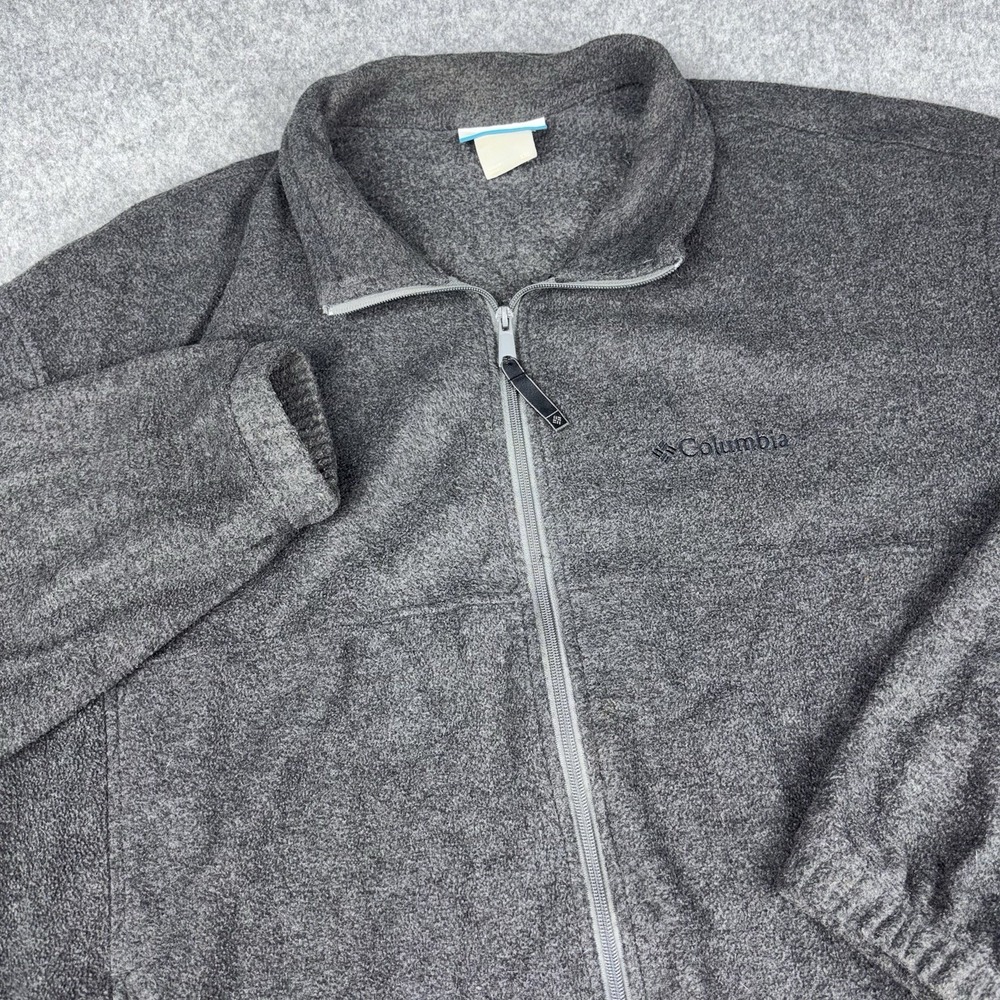Columbia Full Zip Fleece Jacket Mens XXL Gray Outdoor Hiking Zip Pockets Active